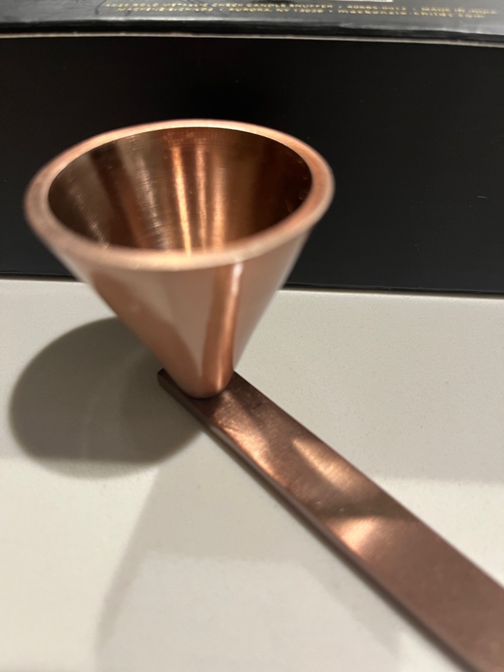 MacKenzie-Childs Rose Gold metallic, checked handle, Candle Sniffer